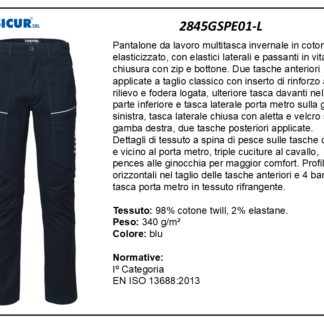 2845GSPE01-L - Pantalone 98%cotone 2%elastaneinvernale multitasca blu