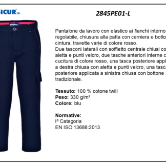 2845PE01-L - Pantalone 100%cotone twill invernale multitasca blu