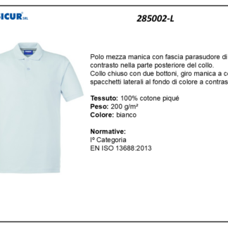 285002-L - Polo 100% cotone pique m/c bianco