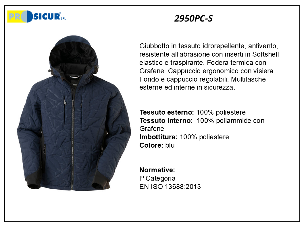 2950PC-S - Giubbotto imbottito 100%pes inserti softshell c/cappuccio