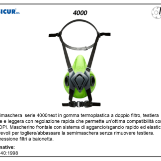 Semimaschera in gomma termopl.filtri a baionetta m/l