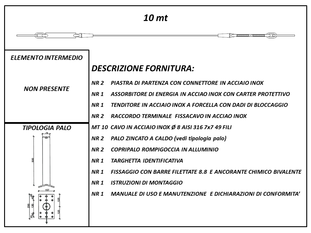 5151DP-10 - Sistema anticaduta a norma uni11578:2015 tipo c ml 10 in