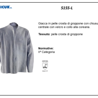 5155-L - Giacca pelle crosta groppone chiusura centrale c/velcro