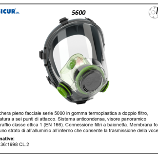 Maschera pienofacciale gomma visore antigraffio cl.i