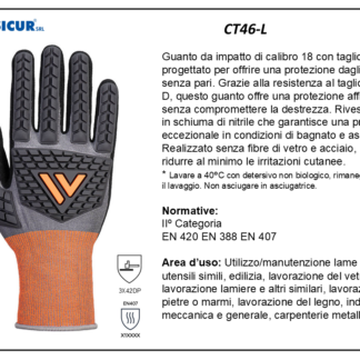 CT46-L - (Quantit&agrave; per Confezione: 2 PA) - Guanto da impatto c/taglio d rivestimento schiuma nitrile