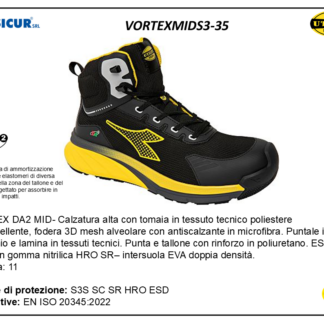 VORTEXMIDS3-35 - Calz.alta tex tecnico puntale alluminio lam/tessuto s3s esd