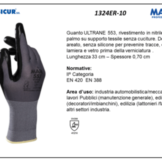 1324ER-10 - (Quantit&agrave; per Confezione: 10 PA) - 553 guanto ultrane riv.nitriledorso areato p/maglia