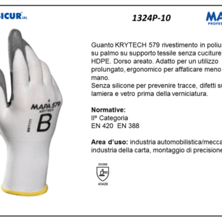 1324P-10 - (Quantit&agrave; per Confezione: 12 PA) - 579 guanto krytech rivestito pu dorso areato cut b