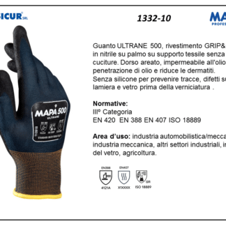 1332-10 - (Quantit&agrave; per Confezione: 12 PA) - 500 guanto ultrane grip&proof dorso areato p/maglia