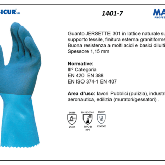 1401-7 - (Quantit&agrave; per Confezione: 10 PA) - 301 guanto jersette lattice naturale