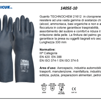 1405E-10 - (Quantit&agrave; per Confezione: 12 PA) - Guanto in cloroprene interno floccato l 330 mm