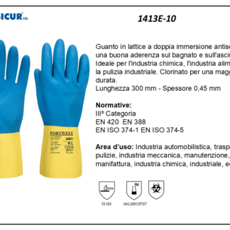 1413E-10 - (Quantit&agrave; per Confezione: 12 PA) - Guanto in lattice doppia immersione lunghezza 300mm