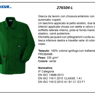 276504-L - Giacca 100% cotone ignifugo cuciture a contrasto