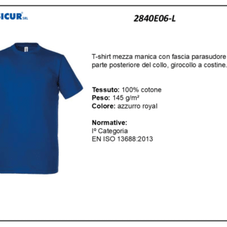 2840E06-L - (Quantit&agrave; per Confezione: 2 PZ) - T-shirt girocollo 100% cotone royal