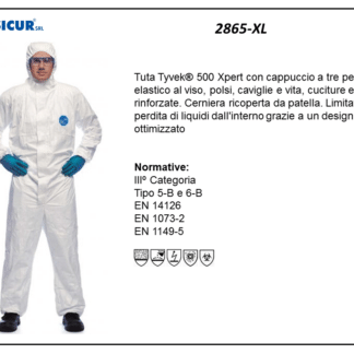 2865-XL - (Quantit&agrave; per Confezione: 5 PZ) - Tuta tyvek classic xpert cat.iii tipo 5 6
