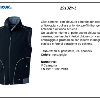 2913ZY-L - Gilet softshell 94%poliestere 6%spandex nero/grigio
