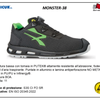 MONSTER-38 - Calz.bassa tex tecnico c/boa punt/alluminio s3s ci fo sr