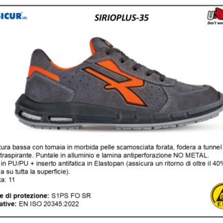 SIRIOPLUS-35 - Calz.bassa pelle scam.forata punt/all.lam/nometal s1ps fosr