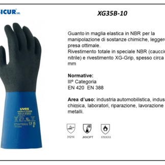XG35B-10 - (Quantit&agrave; per Confezione: 10 PA) - Guanto cotone interamente riv.nbr e strato xg-grip l 350 mm