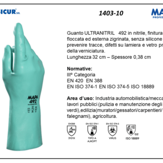 1403-10 - (Quantit&agrave; per Confezione: 10 PA) - 492 guanto ultranitril nitrilefloccato l 32 cm