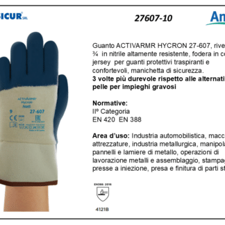 27607-10 - (Quantit&agrave; per Confezione: 144 PA) - Guanto activarmr hycron rivest3/4 nitrile c/manichetta