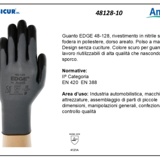48128-10 - (Quantit&agrave; per Confezione: 12 PA) - Guanto edge rivestimen.nitrilepalmo dorso areato
