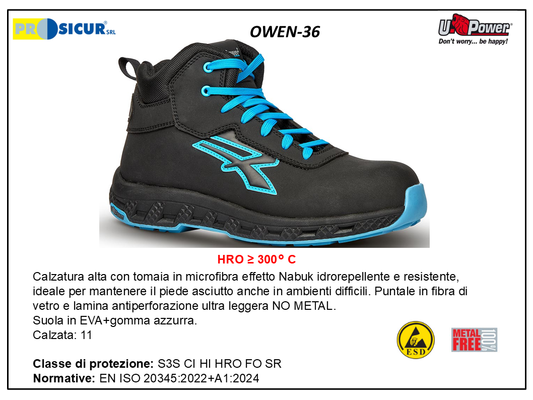 OWEN-36 - Calz.alta microfibra eff.nabukpunt/lam nometal esd s3s hro